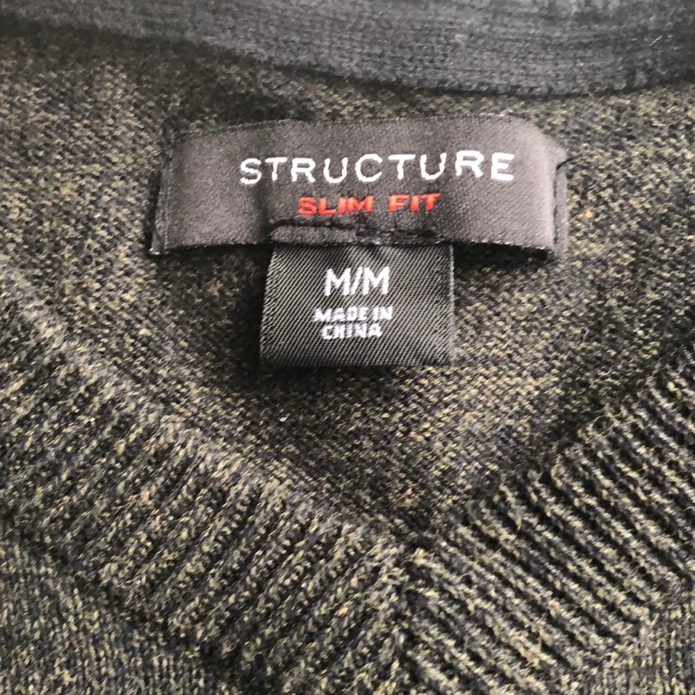 Men’s Structure cotton V neck sweater slim m